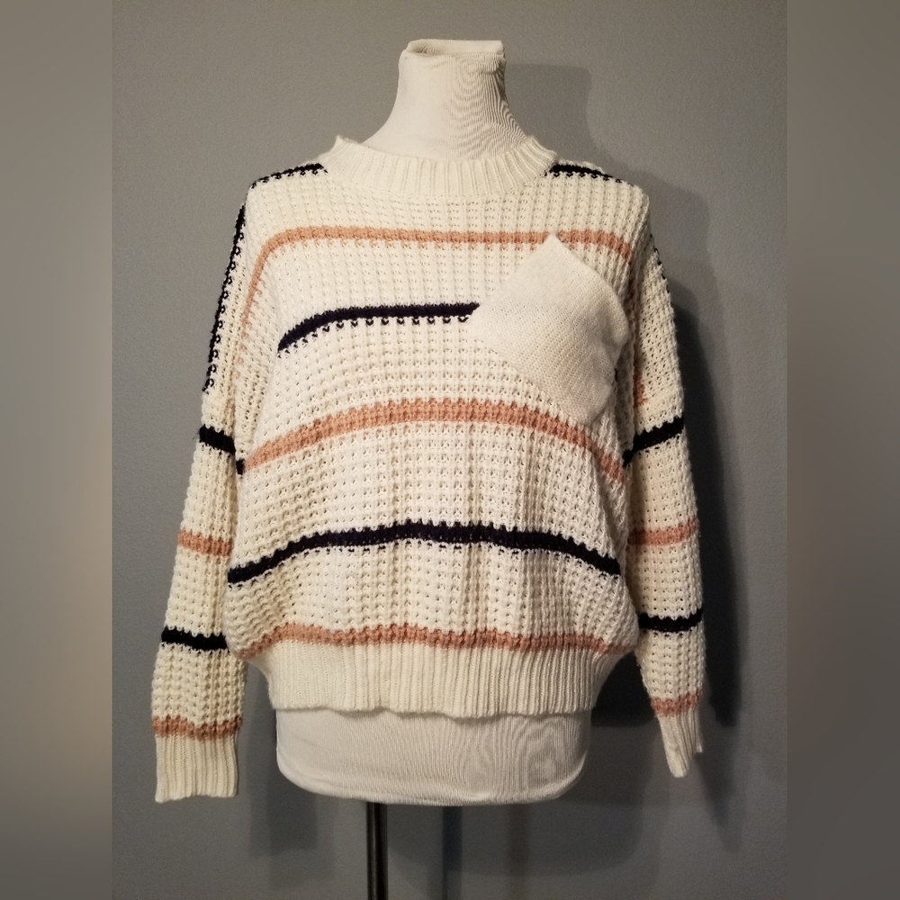 White, Blue, And Pink Striped Sweater